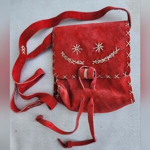 Vintage Artisan Suede Crossbody  Shoulder Bag Boho Western Hippie Small